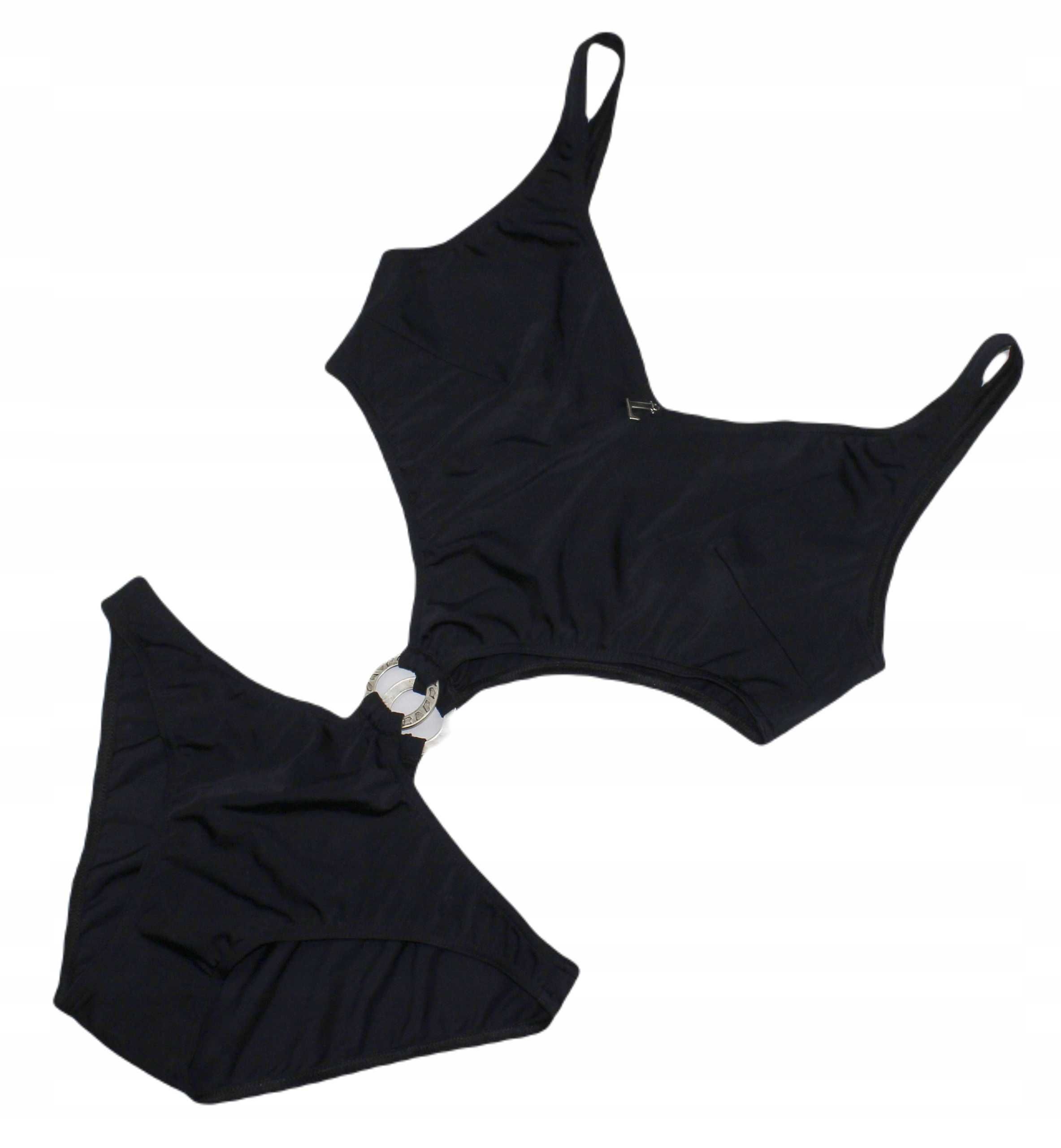 Czarny jednoczęściowy wycięty strój kąpielowy XL