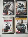 Płyty pudełka gry Wiedzmin III, Watch Dogs, Car Mechanic Simulator itd
