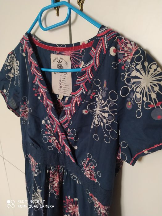 Bawełniana 100% lekka ozdobna sukienka na lato, M