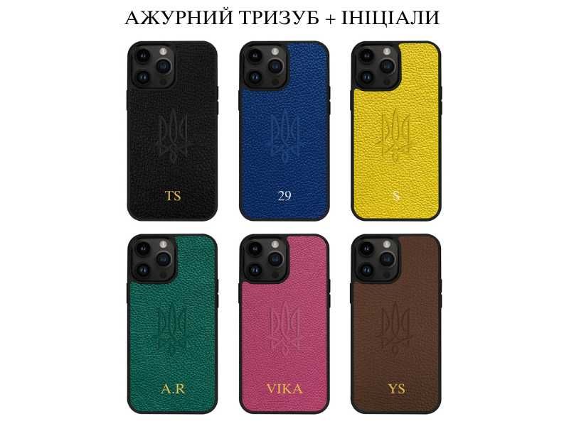 Шкіряний чохол з гербом, чохол на айфон з тризубом, чехол iPhone кожа