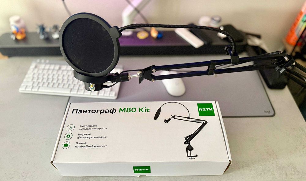 Мікрофон (микрофон) HyperX DuoCast Black + Пантограф RZTK M80 Kit