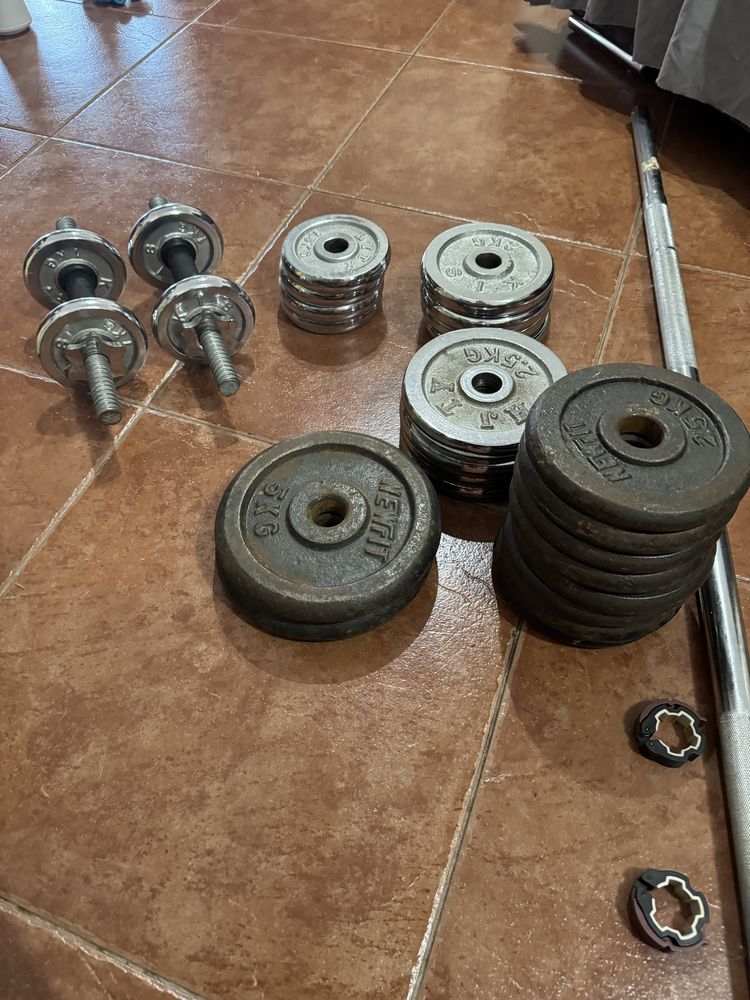 Halteres e barra - 54kg