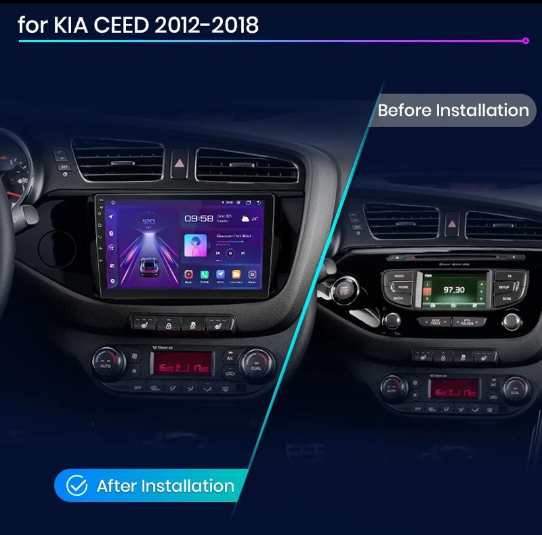 Rádio 9" android Kia Ceed 2012 a 2018 WIFI GPS Novo
