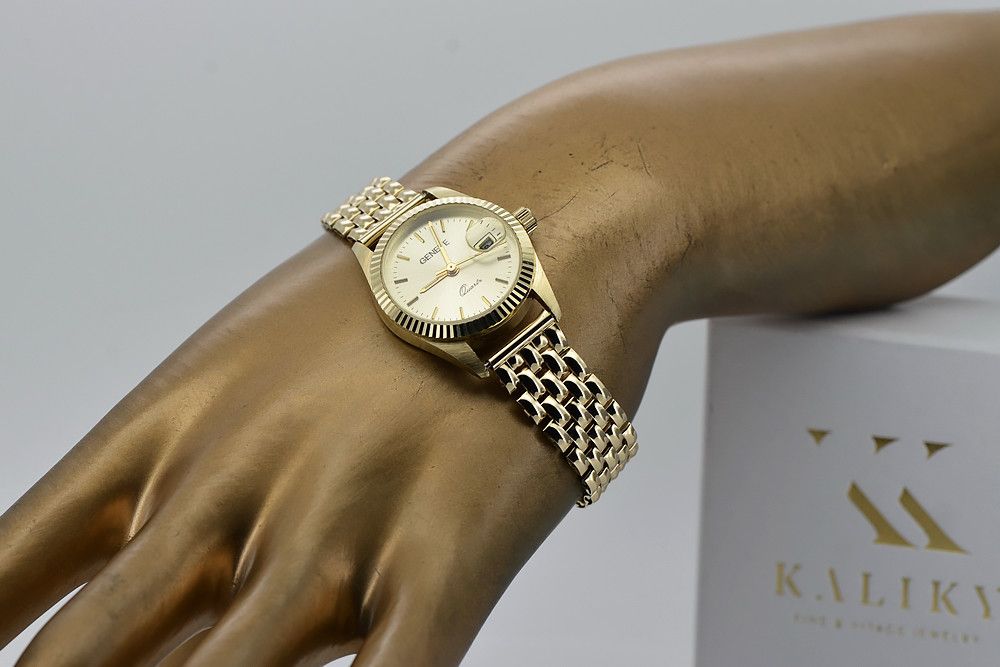 Złoty zegarek z bransoletą damską 14k Geneve lw020ydy&lbw004y Poznań