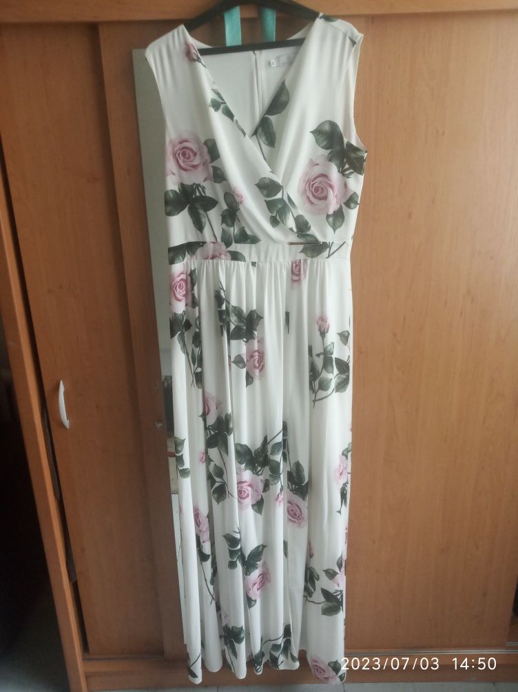 Suknia długa motyw kwiatowy rozmiar 42