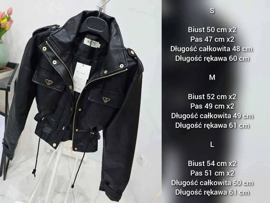 Ramoneska kurtka guess sztuczna skóra czarna