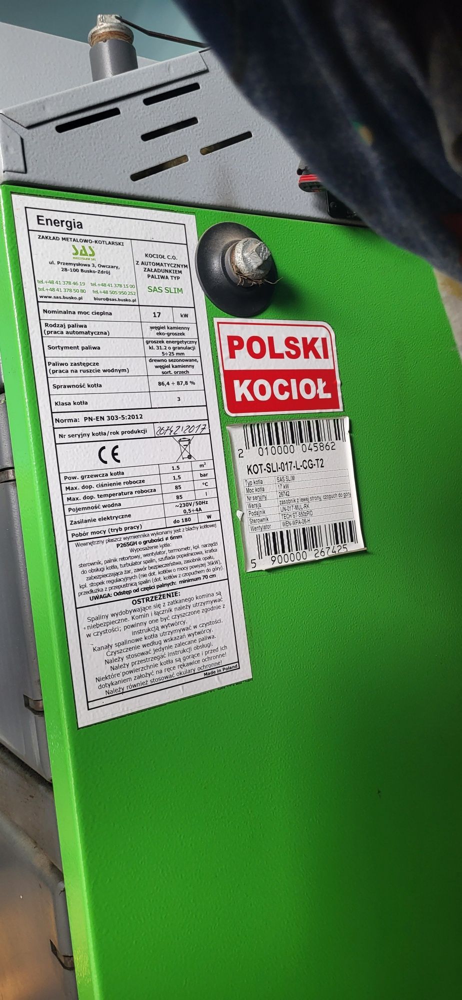 Piec sas węgiel kamienny eko-groszek kompletny