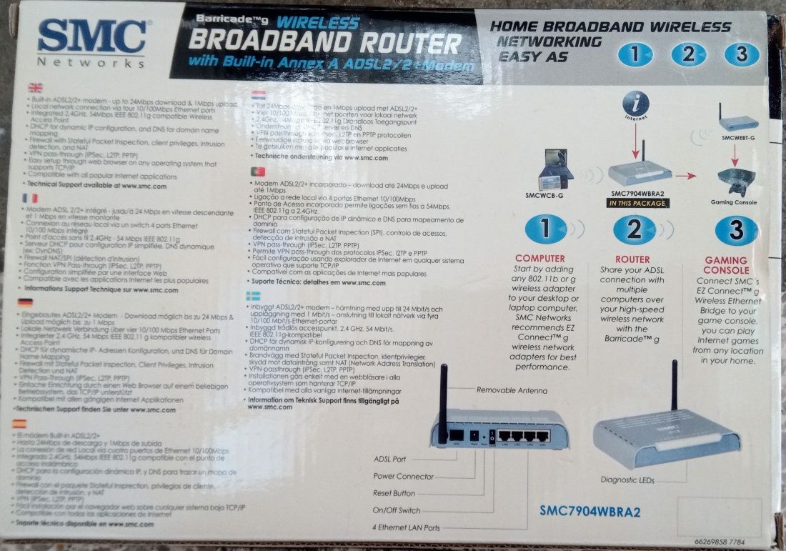 Router e modem ADSL 2+ SMC novo