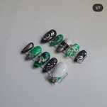 Zielono Czarne Tipsy Press On Nails