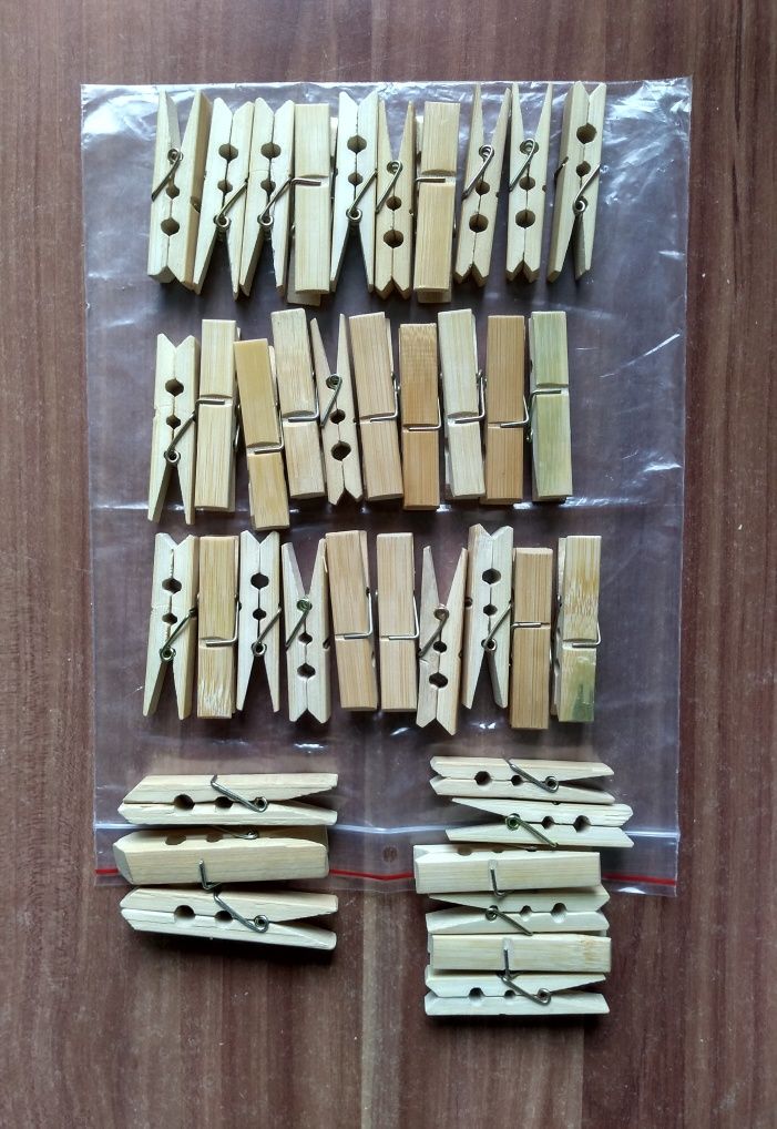 Klamerki/spinacze bambusowe / 40 sztuk