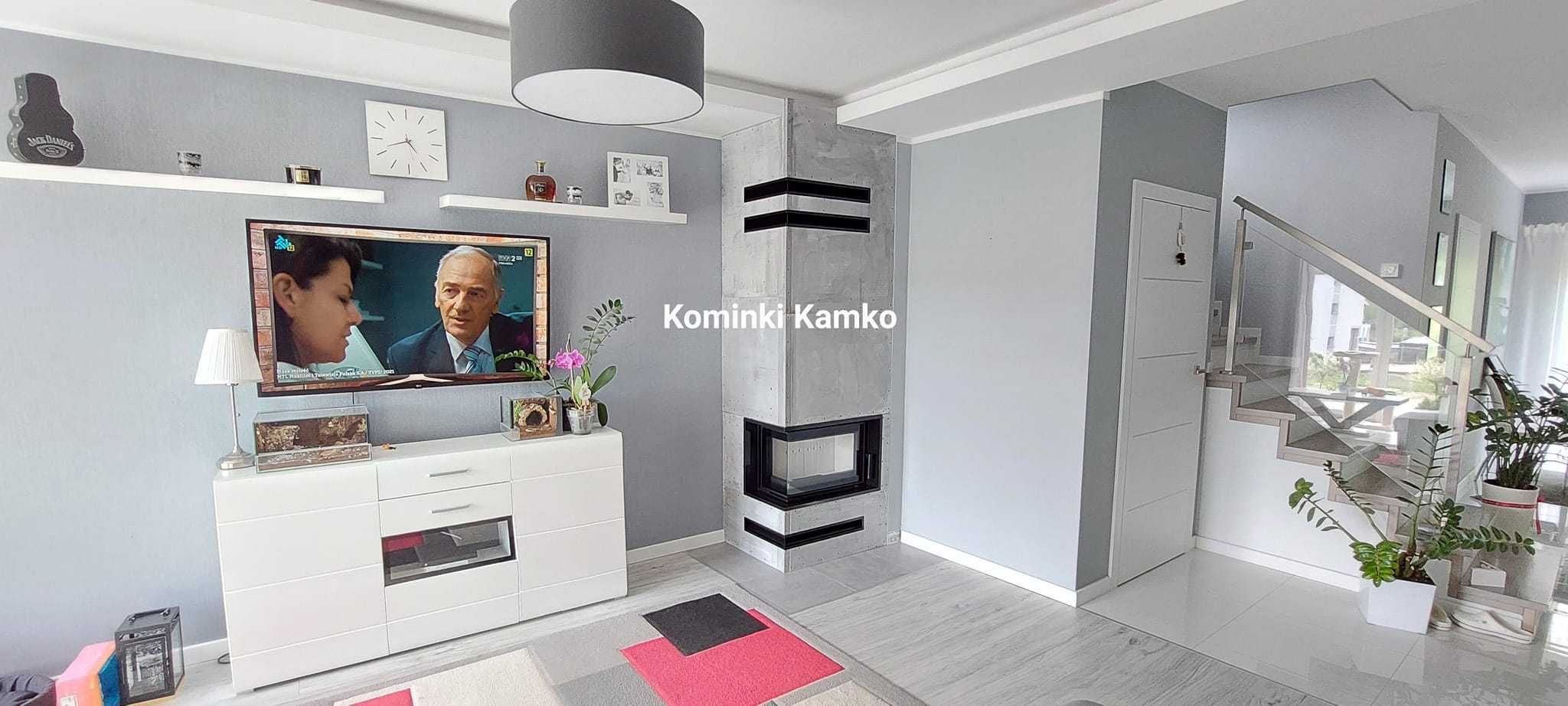 Kominki Kamko - wkład narożny Kratki Simple S BS w zabudowie