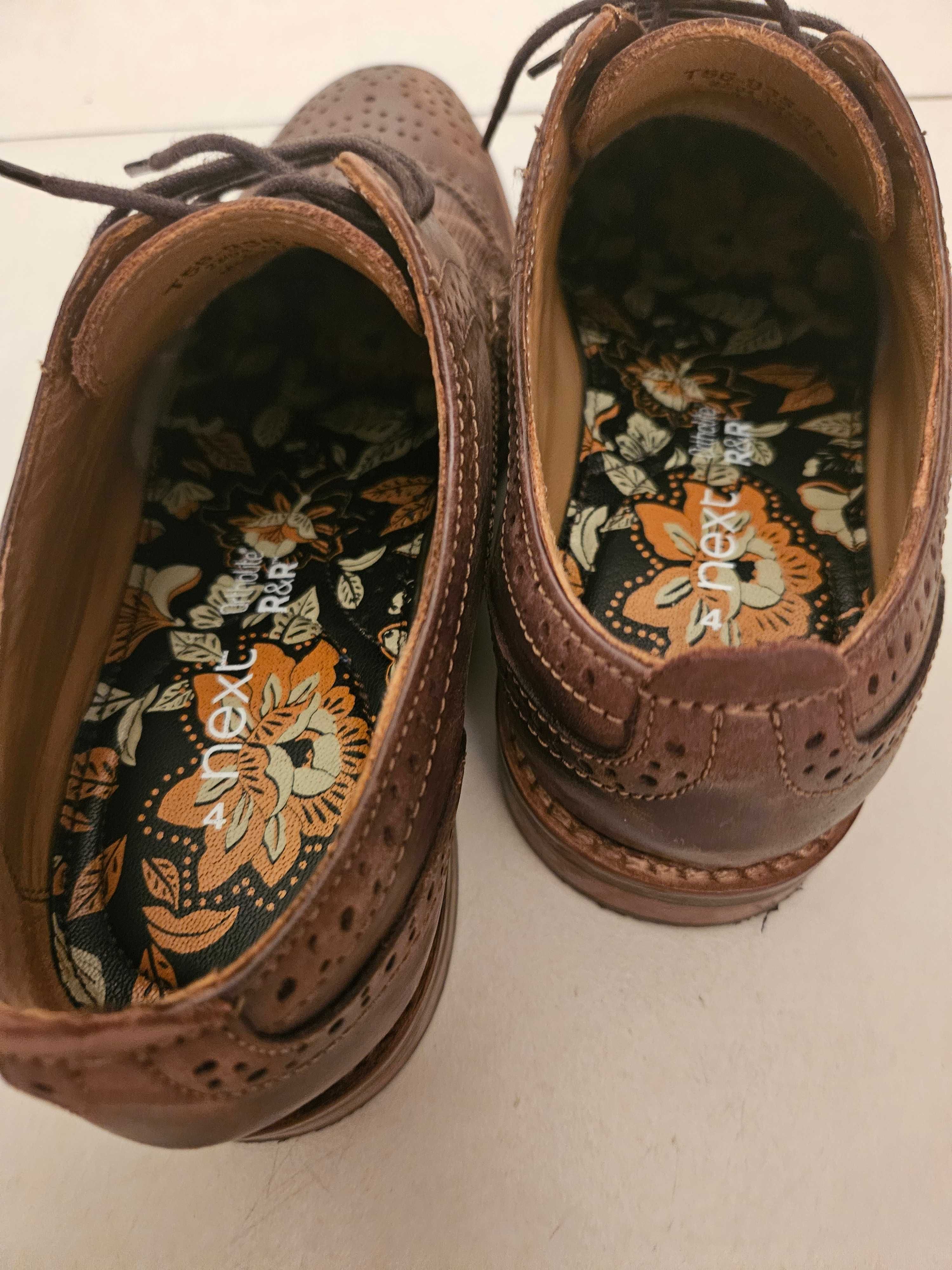 Eleganckie buty NEXT komunia, wesele r. 36/37 chłopięce brąz skóra