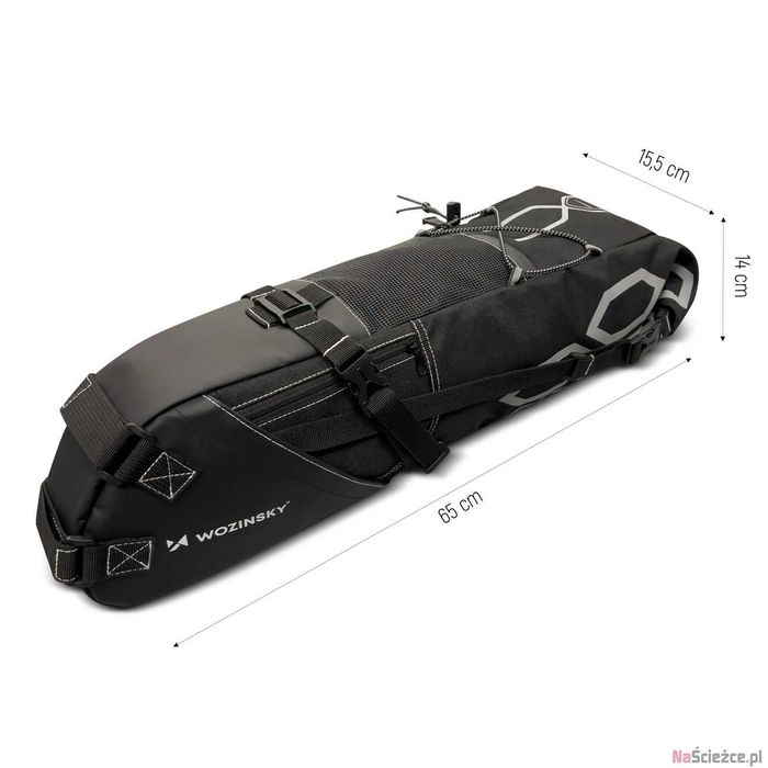 Wozinsky duża pojemna torba rowerowa pod siodełko 12 L czarny