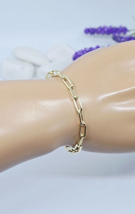 Złota bransoletka splot ankier duże ogniwa próba 585 14k