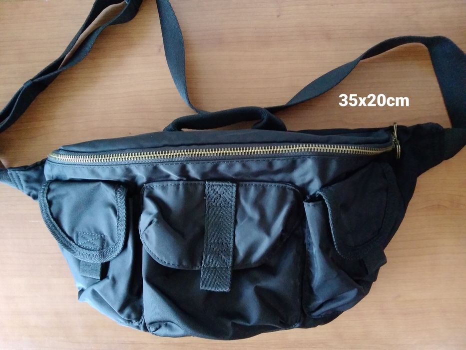 Zara Mala de cintura preta, modelo grande 35x20cm