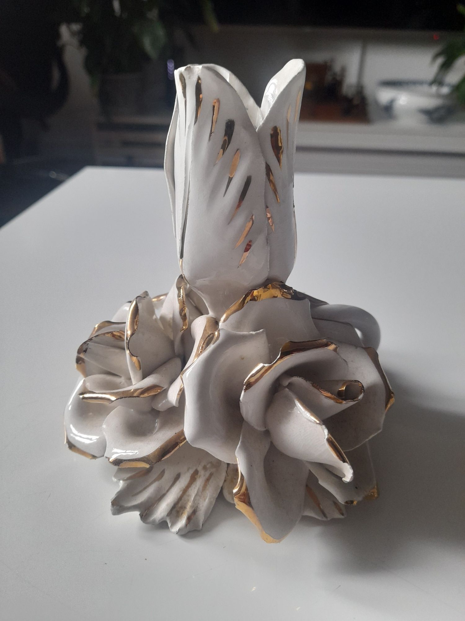 porcelanowy kaganek świecznik ręcznie robiony
