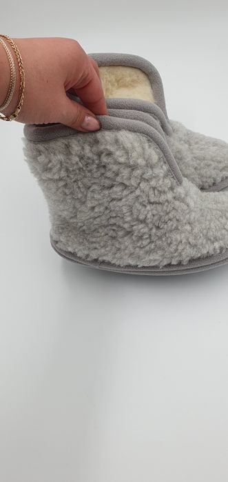 Bambosze owcza wełna wełniane ciepłe 36/37 szare