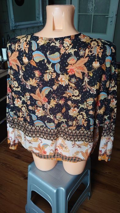 Desigual bluzka damska M kolorowa letnia nietoperz wzorzysta wiskoza