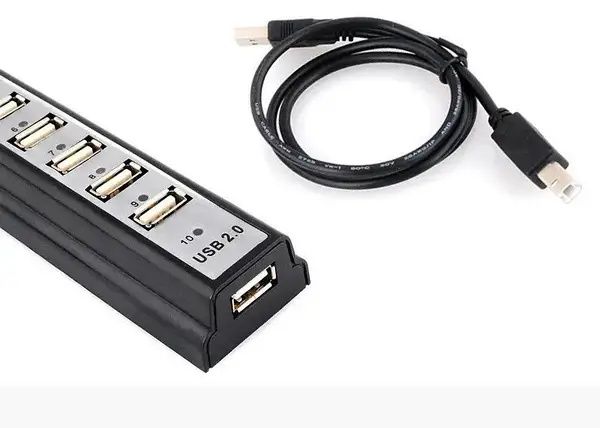 Разветвитель переходник на 10 портов USB HUB 10 Ports 220В Черный