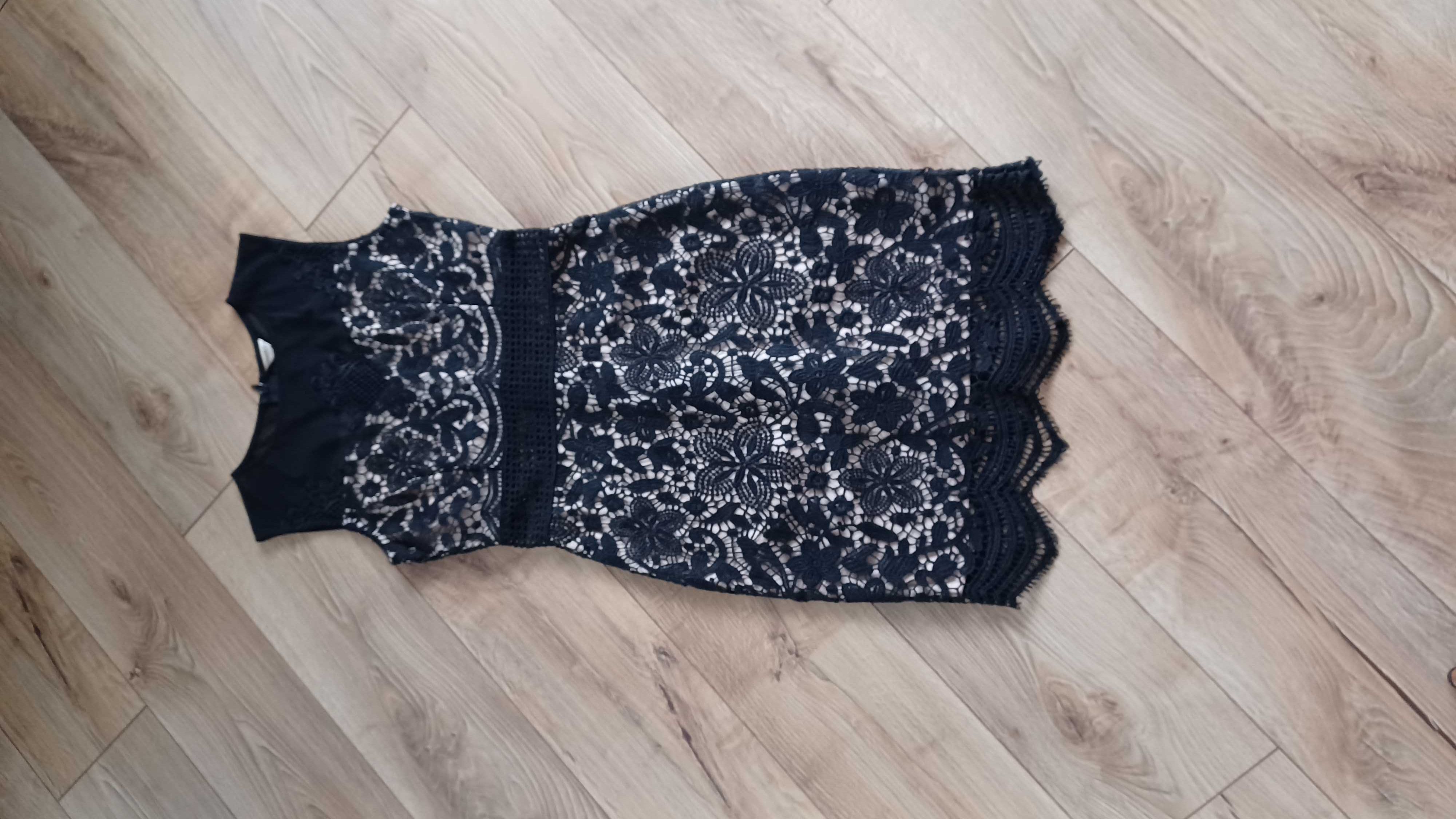 Sukienka elegancka wieczorowa wizytowa z koronki czarna rozm. M 38