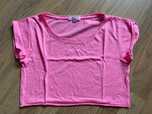 crop top t-shirt koszulka neonowy różowy XS S bershka