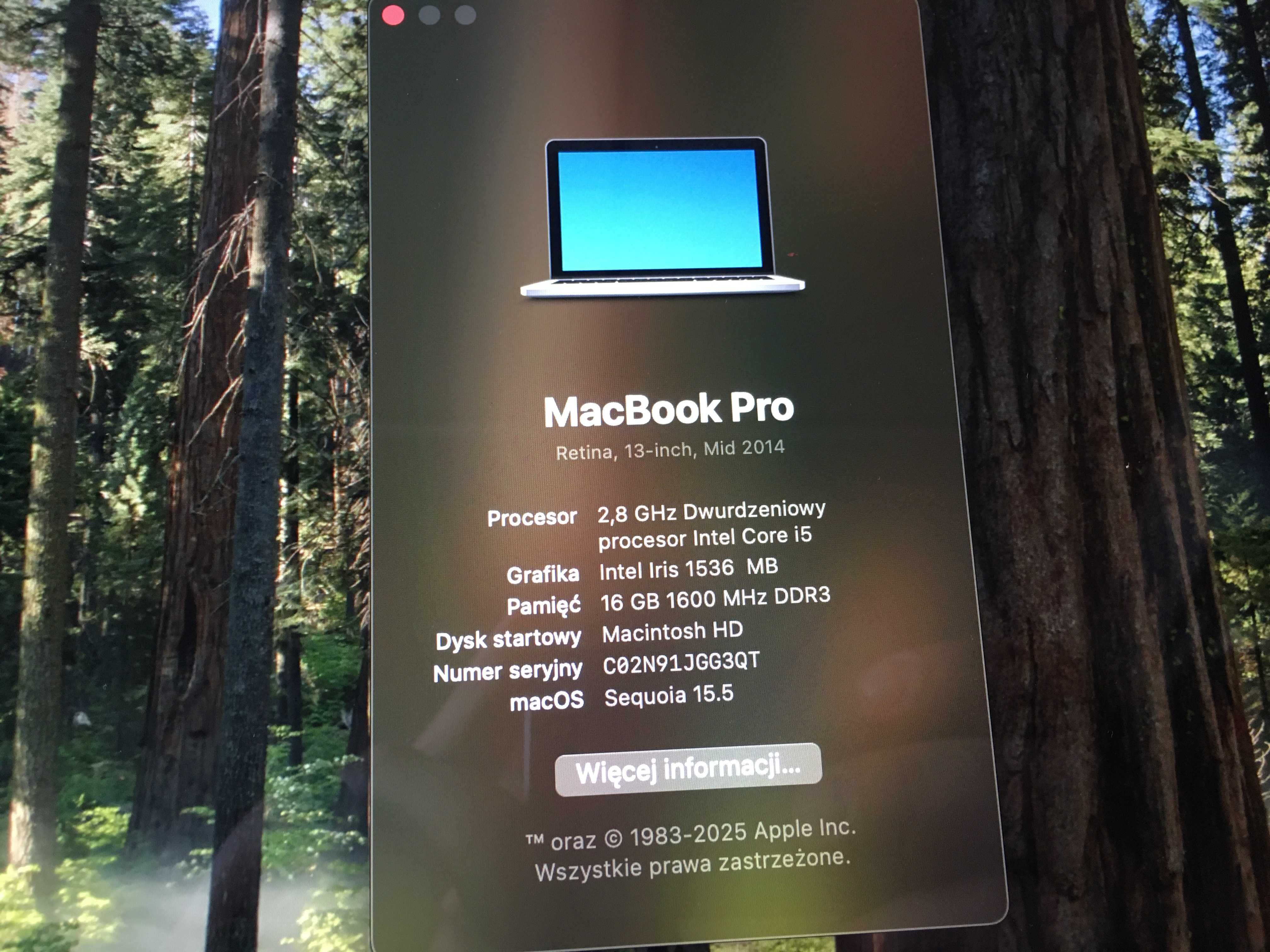 Macbook Pro A1502 MacOS Sequoia