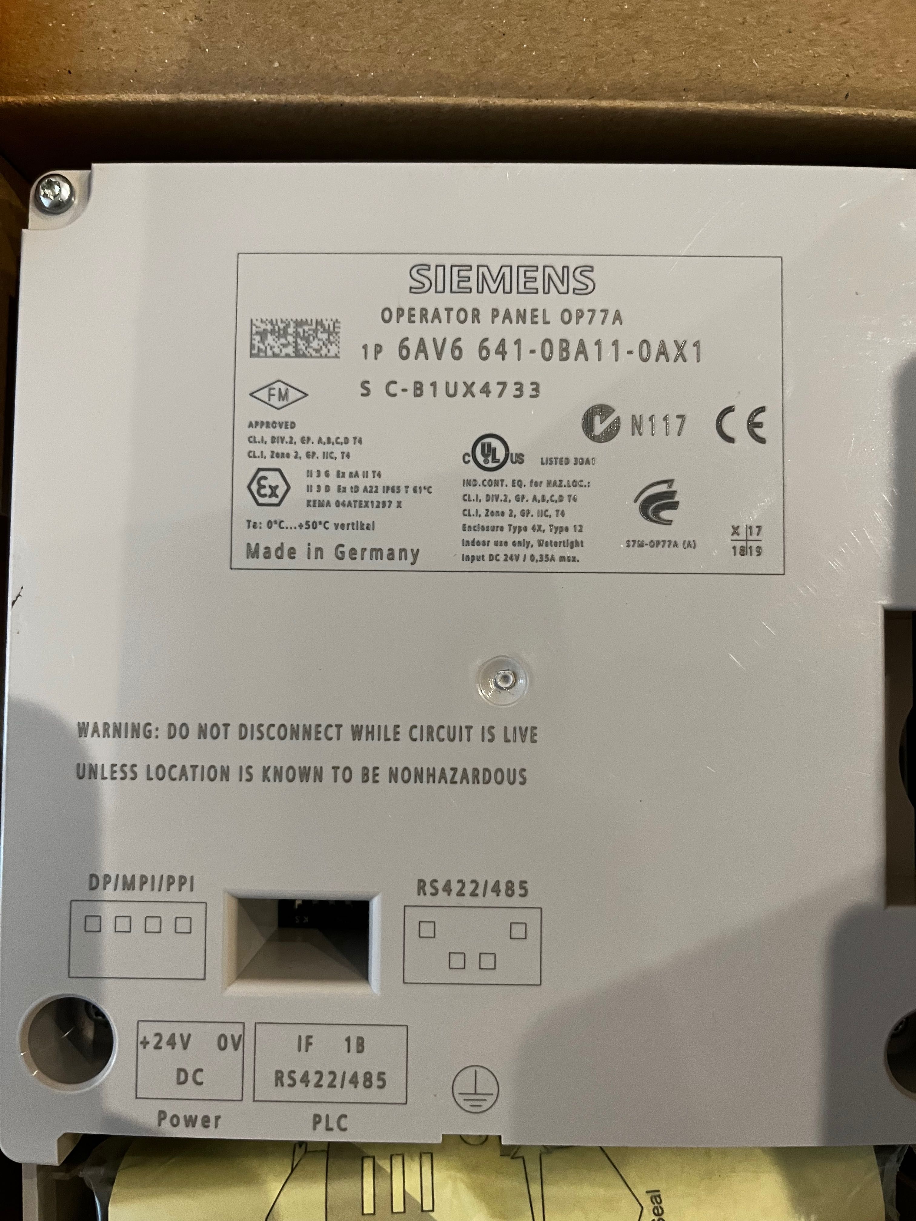 SIMATIC przycisk panel operatorski OP 77A - 6AV6641-0BA11-0AX1 Siemens