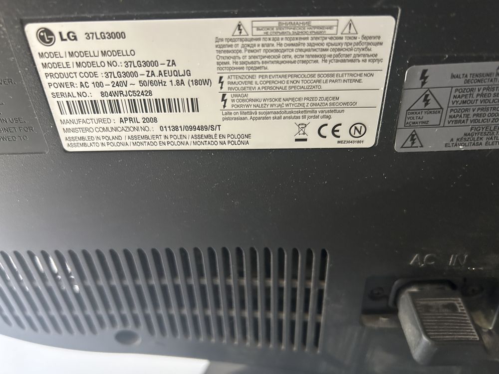 Tv LG 37” sprawny 37lg3000