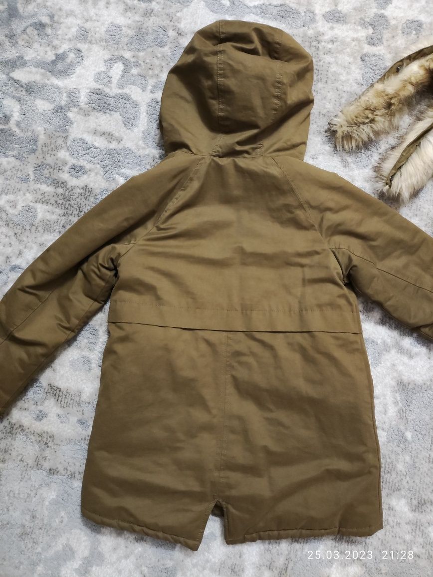Куртка парка пальто демісезонна зимова на хутрі Zara