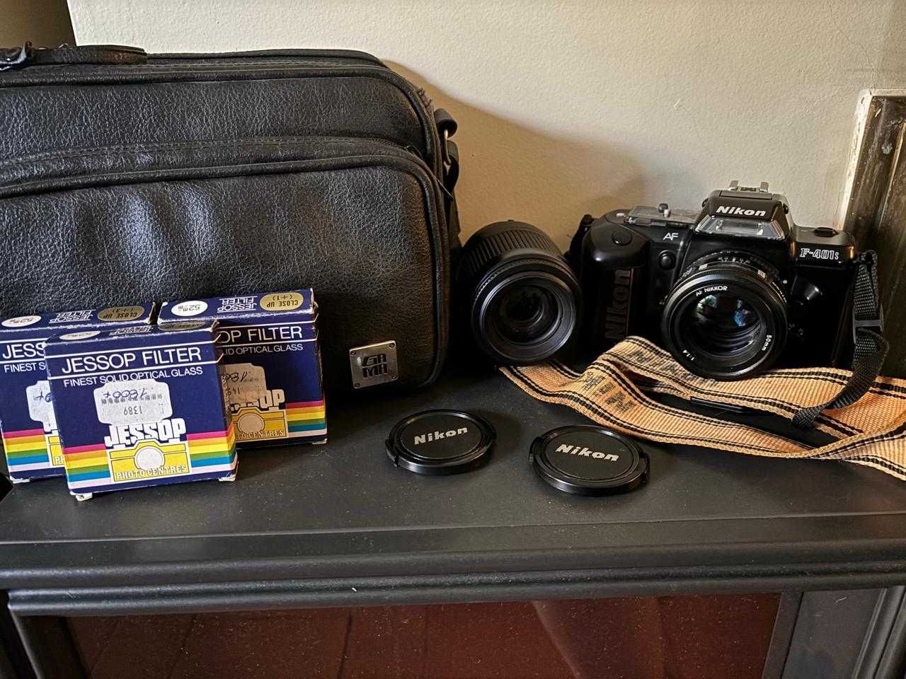 1989 Nikon F-401S com AF Nikkor 80-200mm & 3X 52mm Jessop Filters