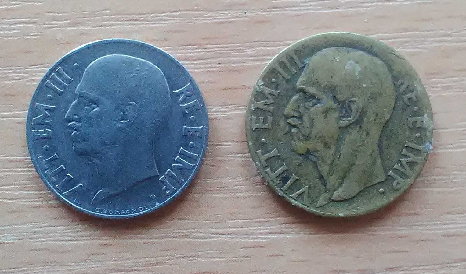 Монеты Италии. 10 чентезимо 1940 г, 20 чентезимо 1941 г.