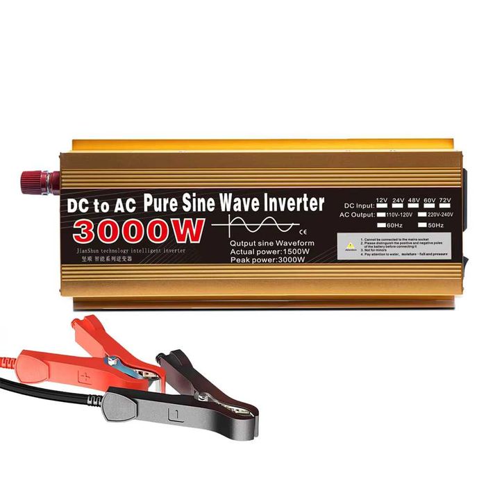 Інвертор 12V/220V 3000W, Pure Sine