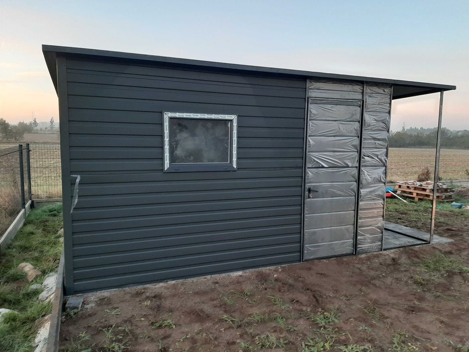 Garaż Blaszany Grafitowy do ogrodu / na działkę - Schowek  - Maj-Blach