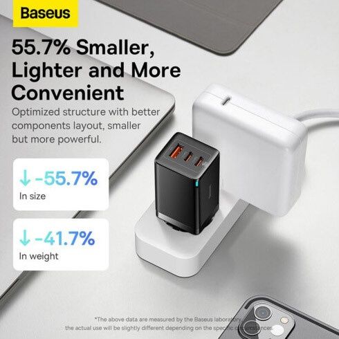 Зарядний пристрій BASEUS 65W GaN5 Pro + Кабель Type-C 100W