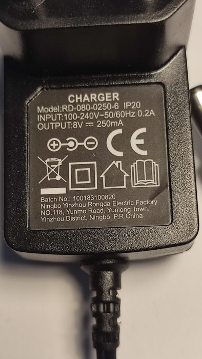 Carregador 8v 250mA
