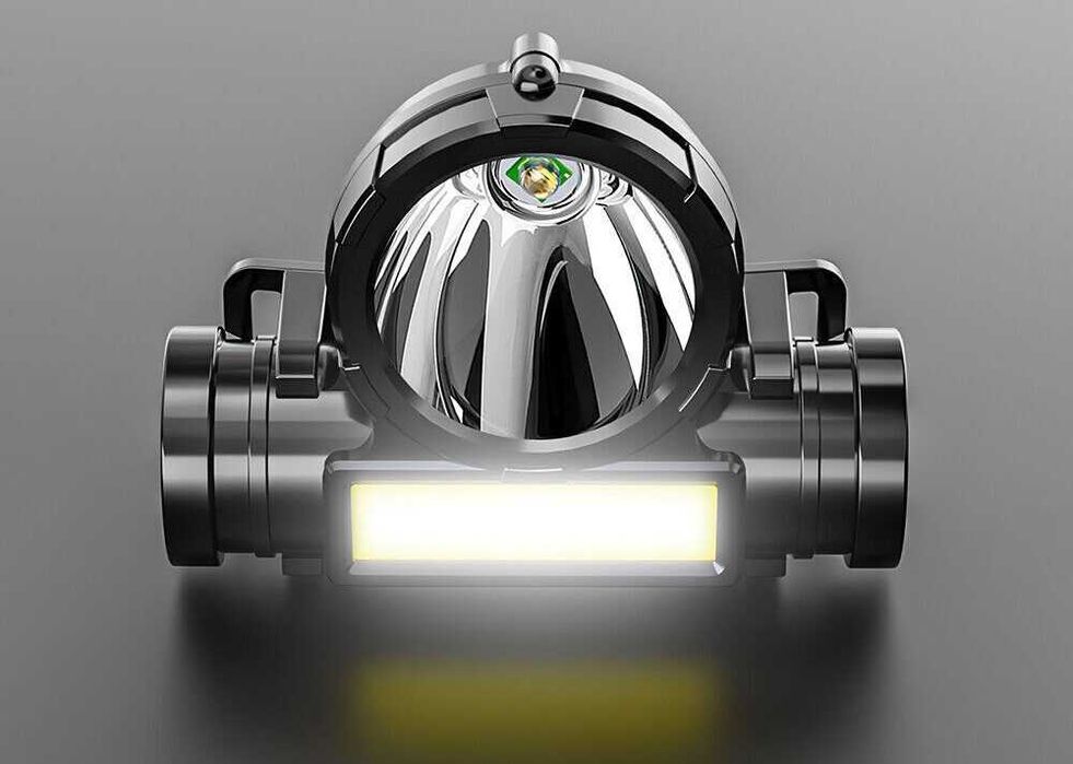 Latarka czołowa LED akumulatorowa mocna czołówka COB + kabel