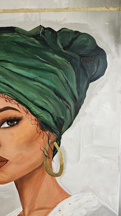 Obraz ręcznie malowany – "Królowa Zieleni" | Akryl na płótnie 80x70 cm