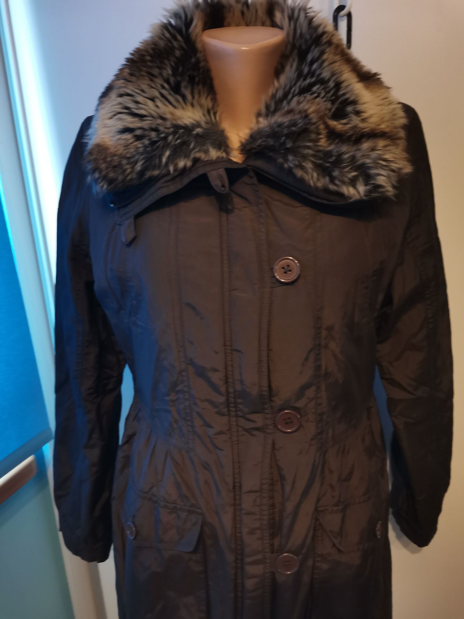 Marks&Spencer kurtka damska rozmiar 40, brąz, odpinane futerko, wiosna