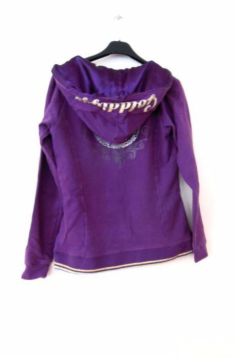 Goldiga fioletowa bluza z napisami modna swag bluzka z kapturem 36 38