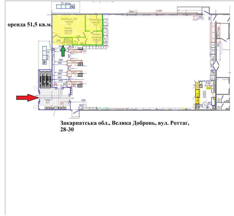 Велика Добронь, 51,5 кв.м. оренда приміщення в магазині АТБ