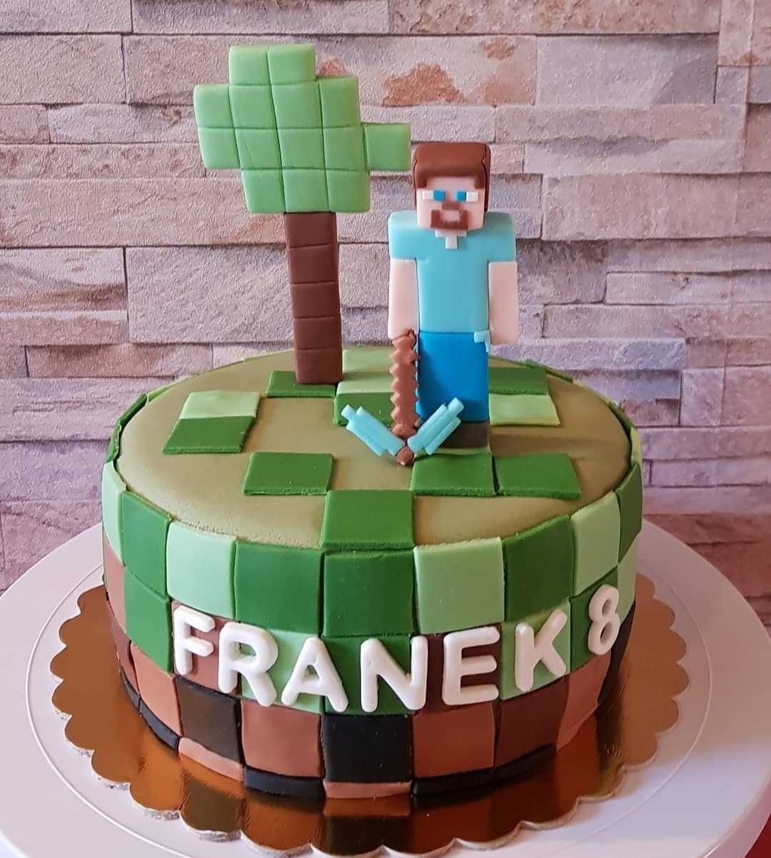 Figurka 3D Minecraft drzewo z cukru na tort