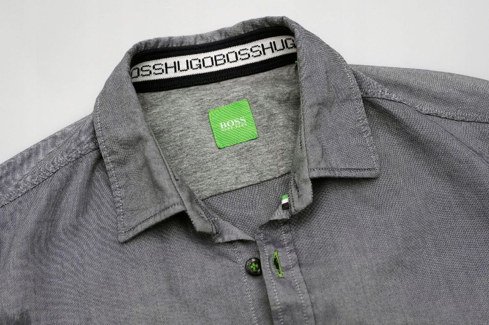 HUGO BOSS | Model Bayolo | Nowoczesna Koszula Szaro-stalowa r.46