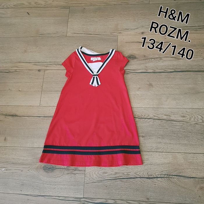 H&M nowa sukienka w marynarskim stylu rozm 134 140