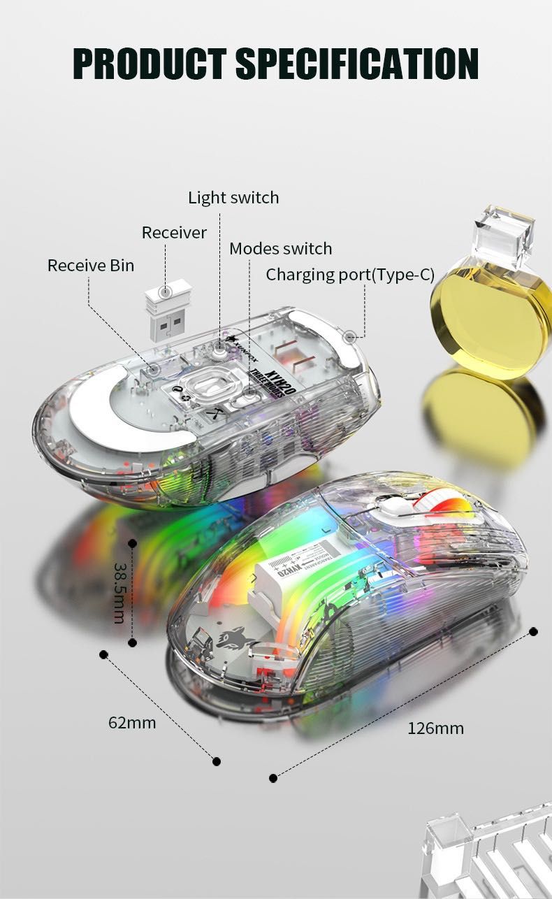 Беспроводная мышка с подсветкой RGB X20 Bluetooth блютуз игровая мишка