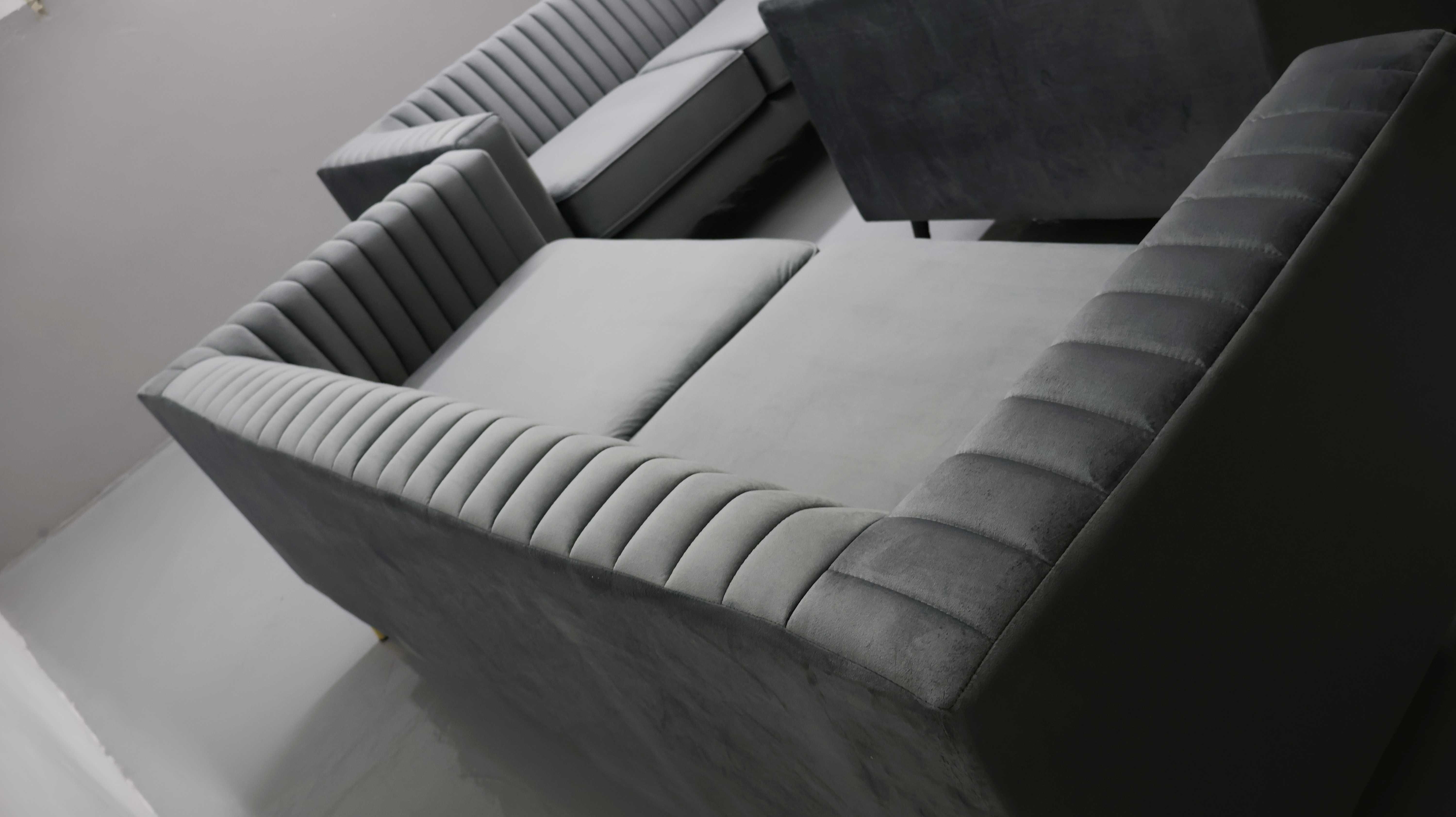 TAB nowy fantastyczny komplet 3+2+1 SOFA KANAPA zestaw welur  VELLUTTO