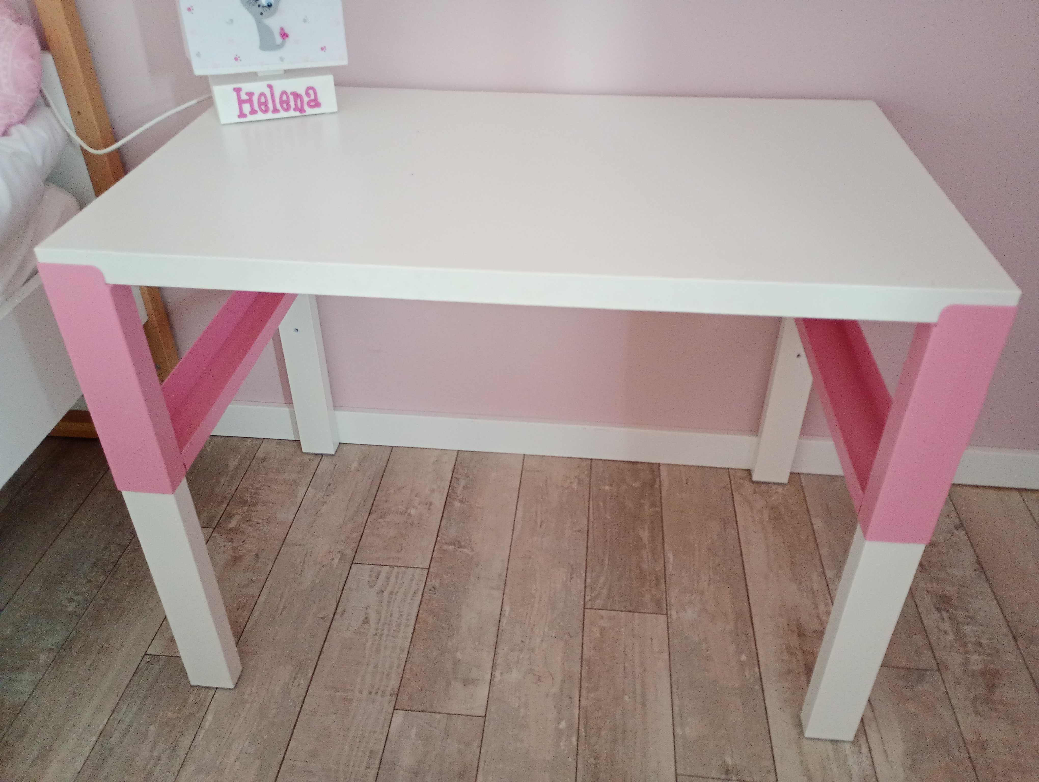 Biurko Ikea biało różowe