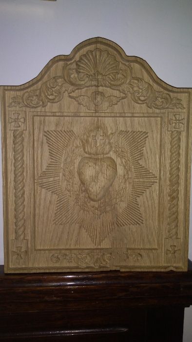 Serce Gorejące Miłość Jezus Maryja Obraz Prezent Dąb Drewno