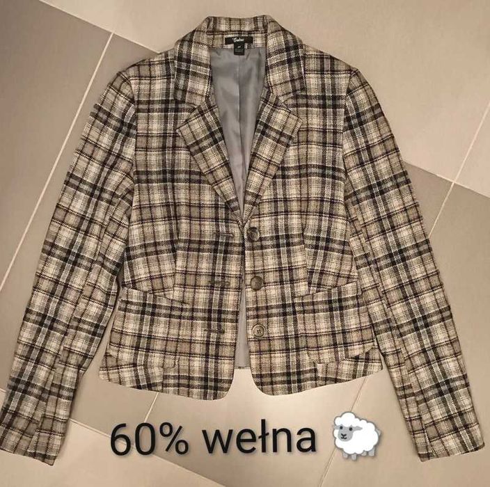 Marynarka w kratę z wełną