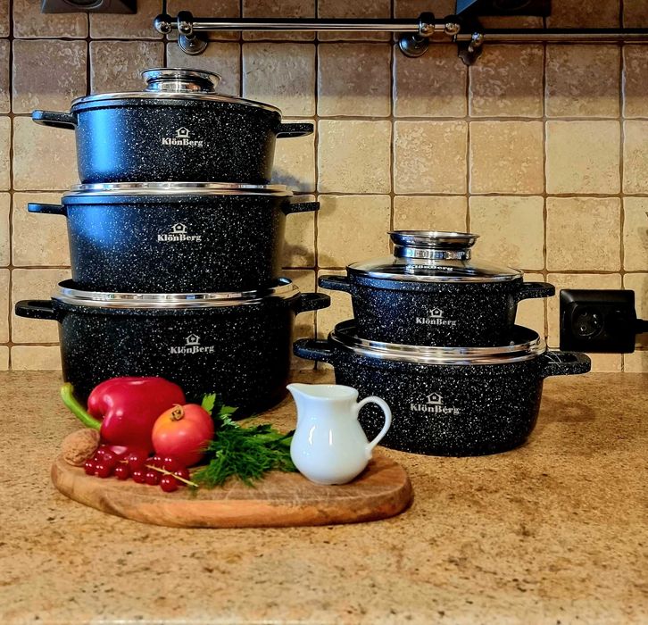 Garnki marmurkowe GAZ-INDUKCJA - komplet 10 elementów - OKAZJA!