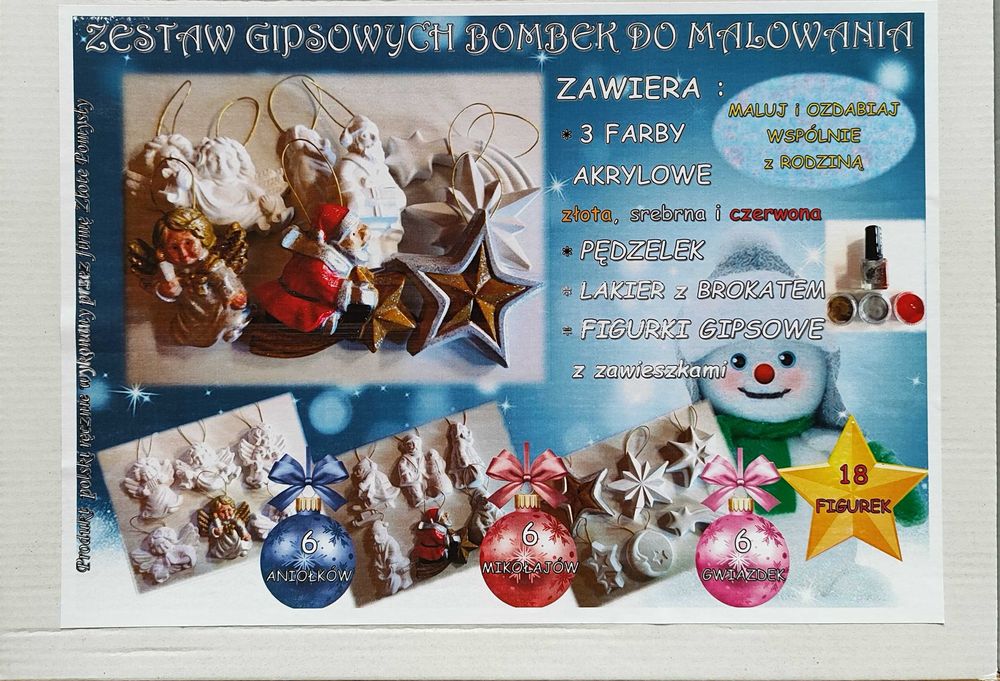 Zestaw gipsowym bombek do malowania